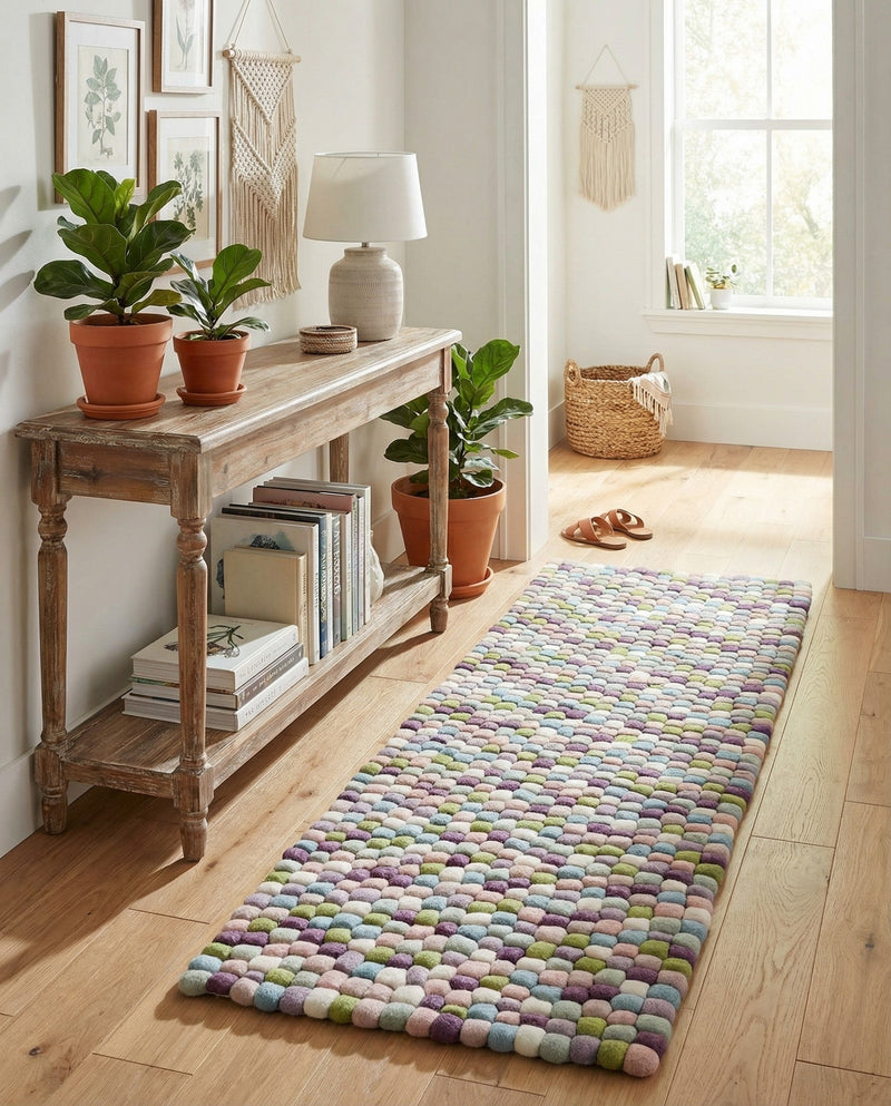 Woolen Sphere Collection Area Rug - Orbsburg (Pink and Purple) Runner Pink and Purple  lifestyle 31