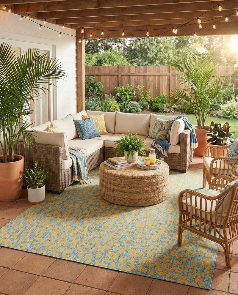 Savannah Escape Collection Area Rug -  Amazon (Blue Yellow) Rectangle Blue Yellow  lifestyle 17