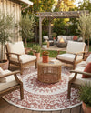 Patio Heritage Collection Area Rug -  Lafayette (Rust Red) Round Rust Red  lifestyle 71