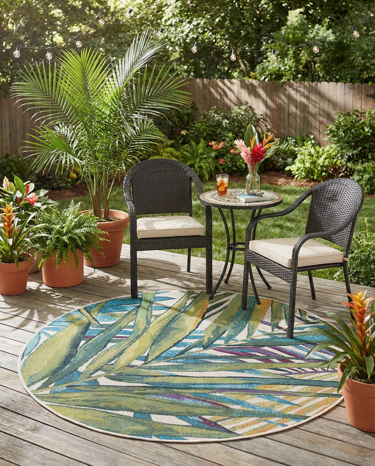 Seaside Blooms Collection Area Rug -  Arcadia Round Multi  lifestyle 106
