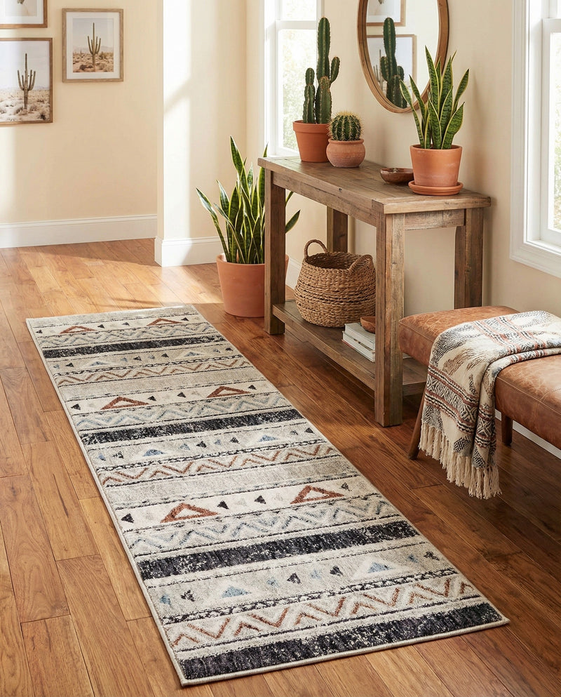 Desert Modern Eco Rug Series Collection Area Rug -  Arches Runner Gray  lifestyle 55