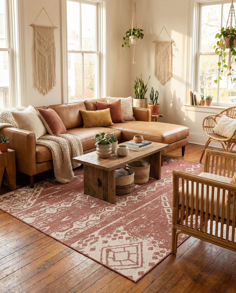 Desert Nomad Terrace Collection Area Rug - Sahara (Rust Red) Rectangle Rust Red  lifestyle 15