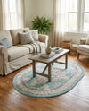 Beverly Grove Collection Area Rug -  Fairfax (Aqua) Oval Aqua  lifestyle 54