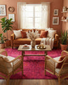 Chateau Elegance Collection Area Rug -  Louvre Rectangle Magenta  lifestyle 13