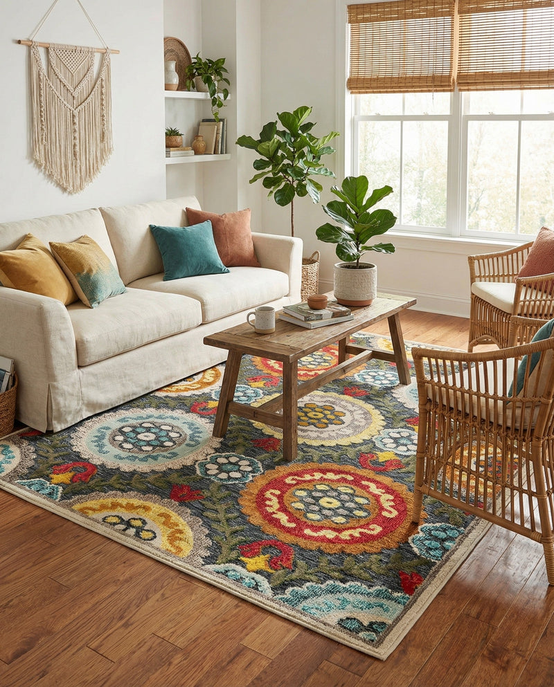 Outdoor Marrakesh Collection Area Rug -  Asilah Rectangle Gray  lifestyle 30