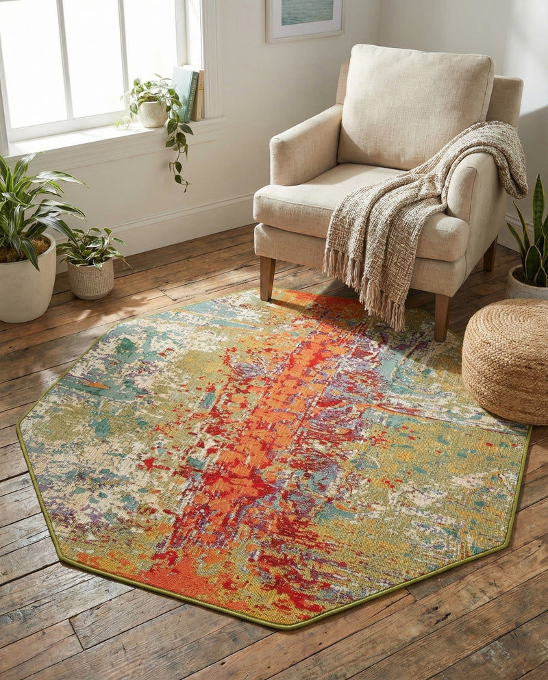 Urban Terrace Collection Area Rug -  Terrace Octagon Multi  lifestyle 56