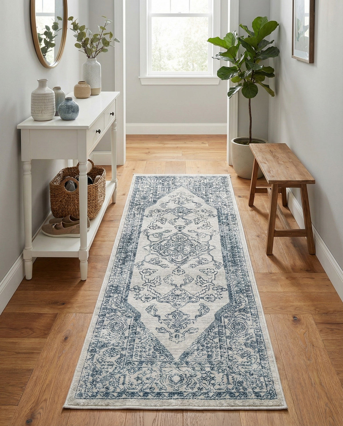 Coastal Haven Collection Area Rug -  Marina Runner Gray  lifestyle 180