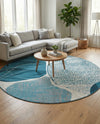 Urban Terrace Collection Area Rug -  Courtyard Round Blue and Ivory  lifestyle 66