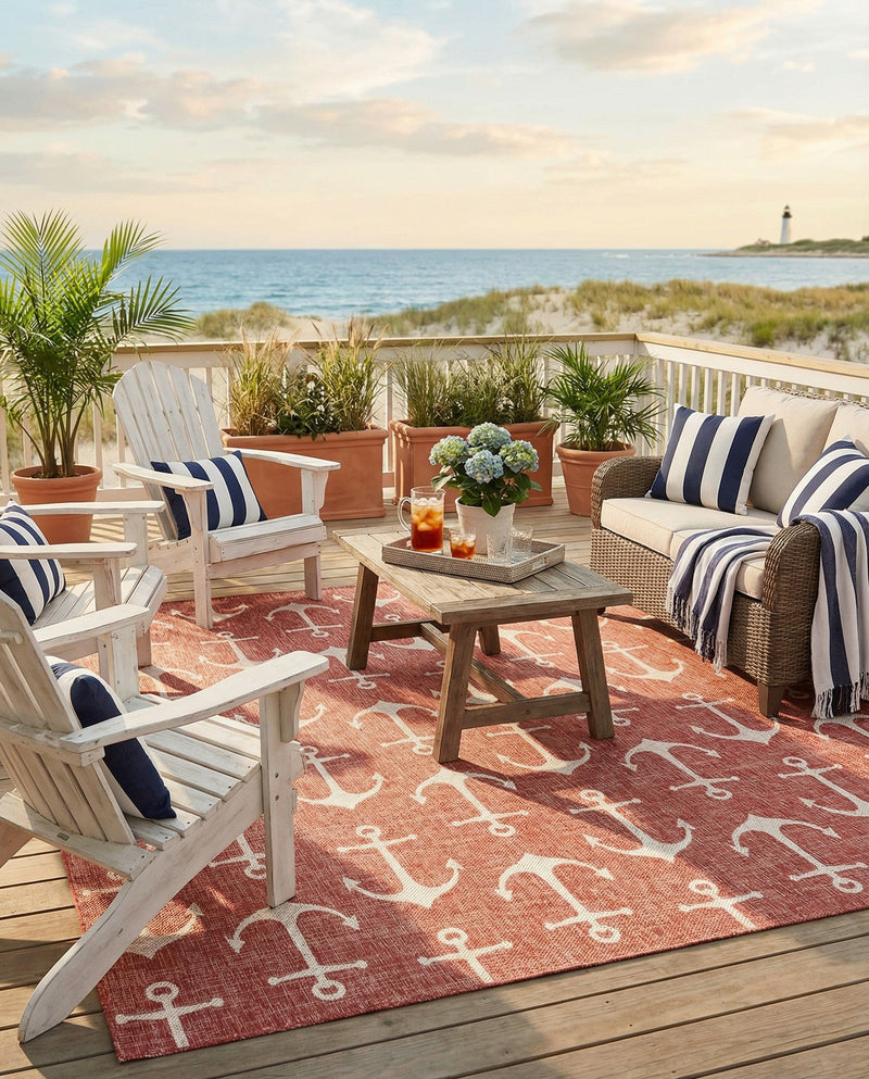 Seaside Haven Rugs Collection Area Rug - Sapphire (Rust Red) Square Rust Red  lifestyle 63