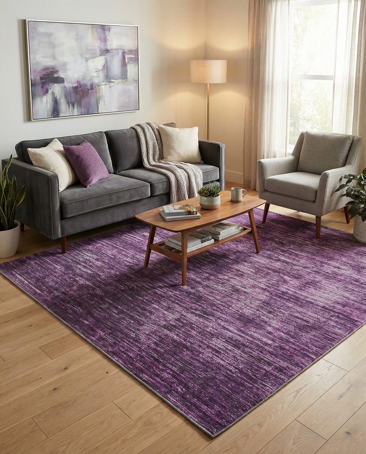 Sahara Essence Collection Area Rug - Oasis (Purple) Square Purple  lifestyle 95
