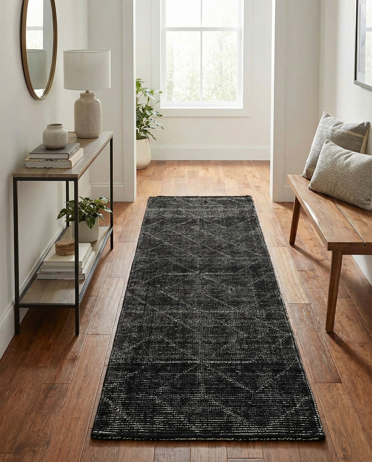 Nordic Loom Geometric Collection Area Rug - Oslo Runner Jet Black  lifestyle 134