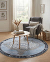 Heritage Elegance Collection Area Rug -  Winterthur (Blue Gray) Round Blue Gray  lifestyle 64