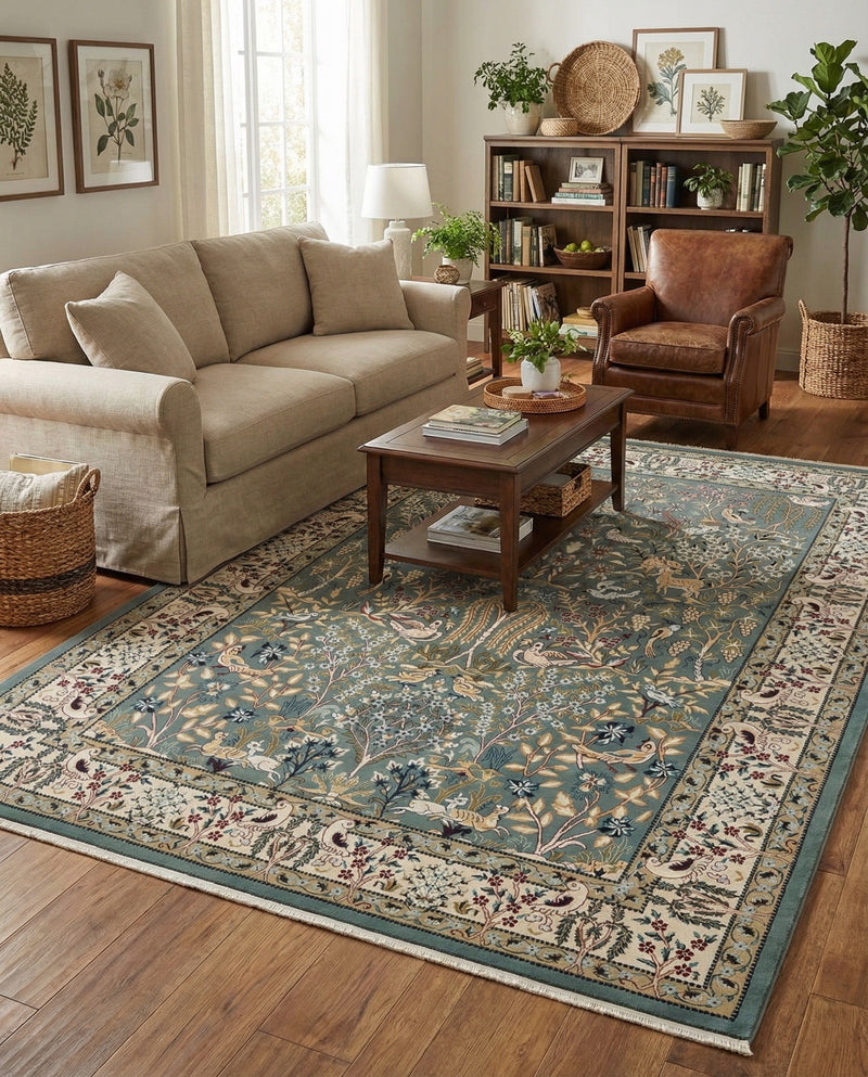 Persian Elegance Collection Area Rug -  Kerman (Blue) Rectangle Blue  lifestyle 19
