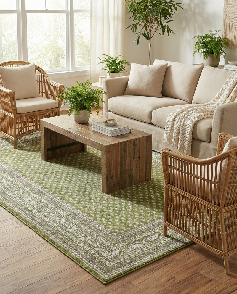 Soho Elegance Collection Area Rug -  Mercer (Green) Rectangle Green  lifestyle 12