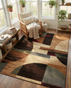 Bistro Lounge Collection Area Rug -  Latte Rectangle Multi  lifestyle 7