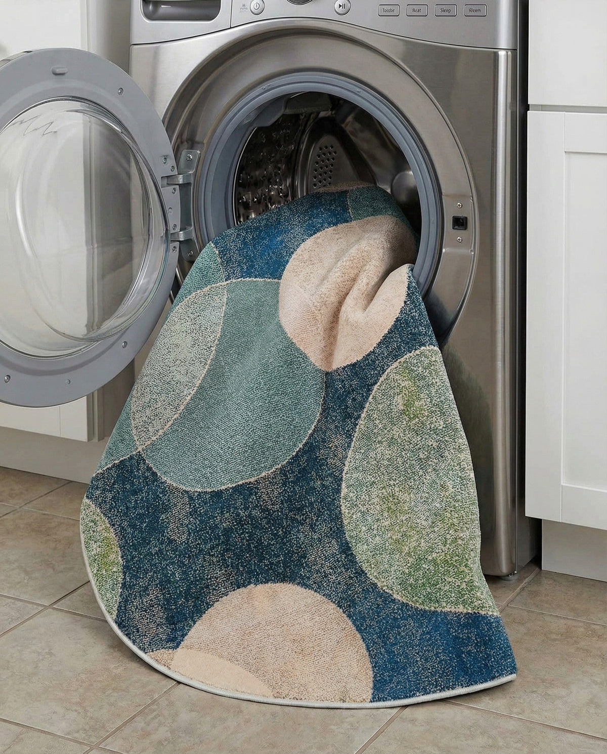 Chromatic Oasis Collection Area Rug -  Zephyr Round Navy Blue  lifestyle 119