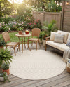 Garden Lattice Charm Collection Area Rug -  Pergola (Ivory) Round Ivory  lifestyle 52