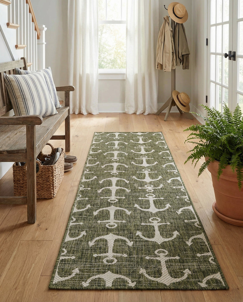Seaside Haven Rugs Collection Area Rug - Sapphire (Green) Runner Green  lifestyle 43