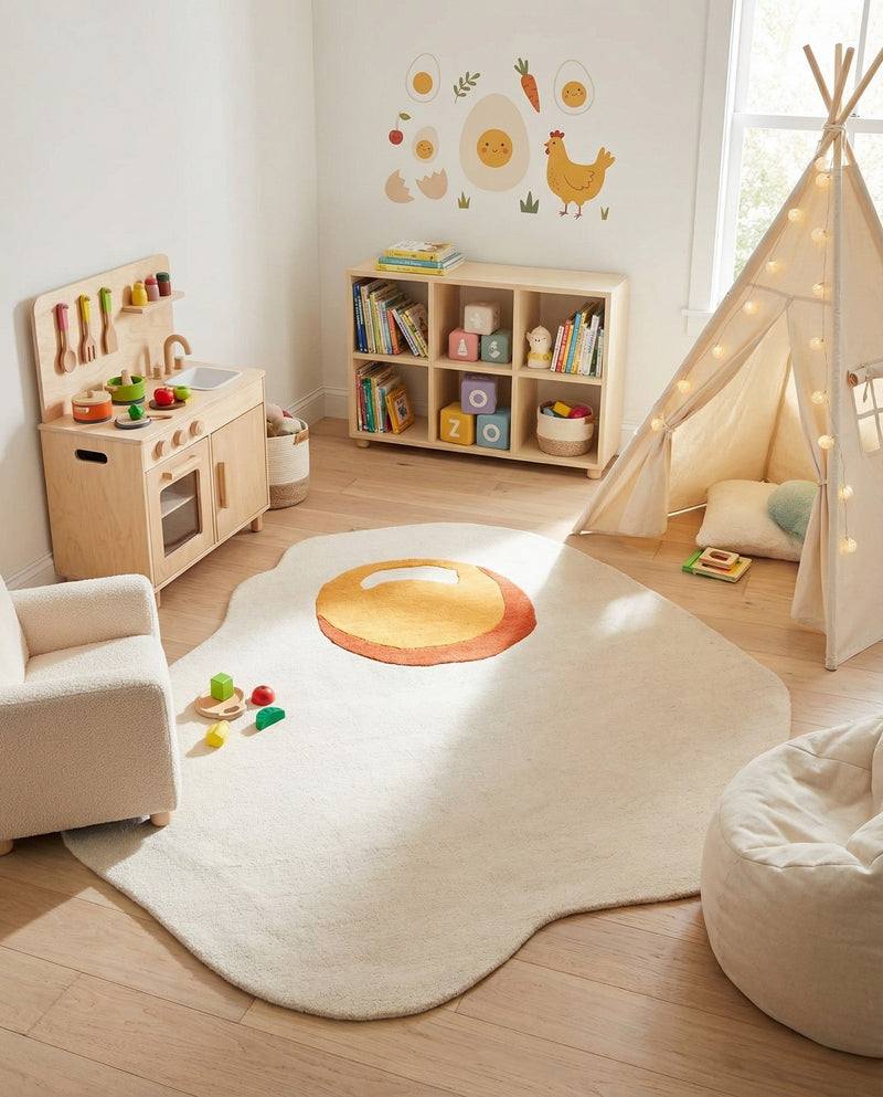 Whimsy Wonders Wool Collection Area Rug -  Dune Round White  lifestyle 12