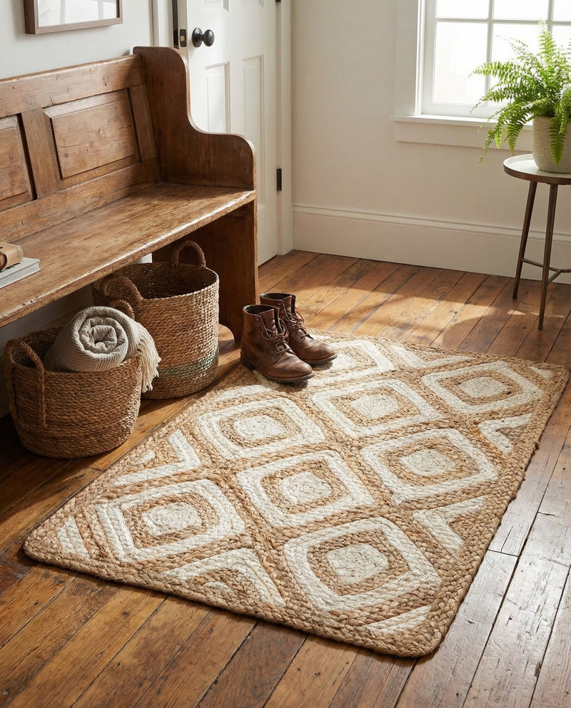 Woven Seaside Jute Collection Area Rug - Marina Rectangle Natural  lifestyle 25