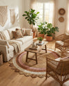 Woven Seaside Jute Collection Area Rug - Coastalhaven (Natural White Orange Pink) Round Natural White Orange Pink  lifestyle 20