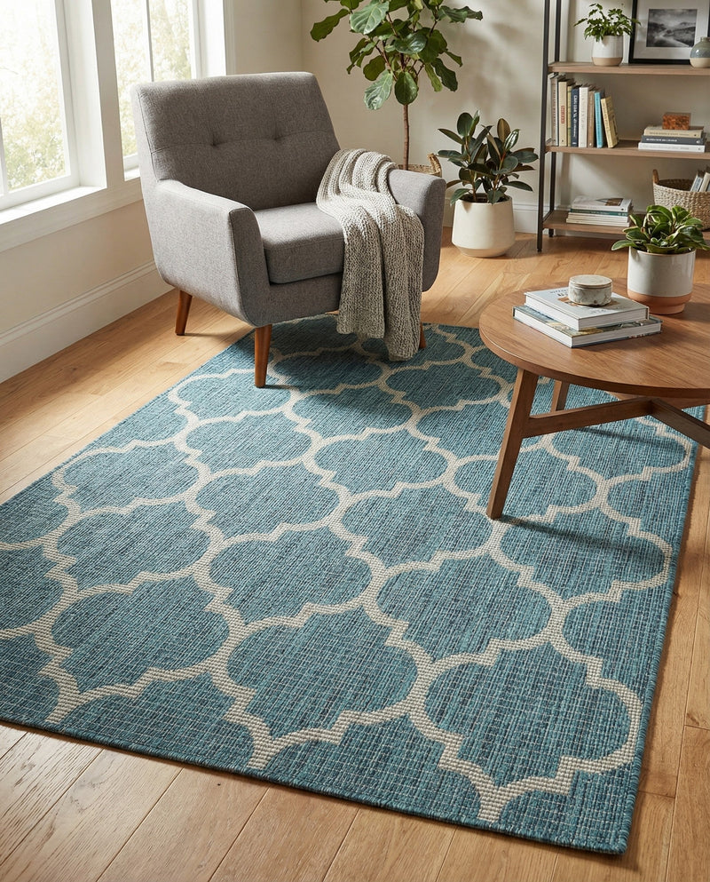 Savannah Pergola Collection Area Rug - Arbor (Teal) Rectangle Teal  lifestyle 27