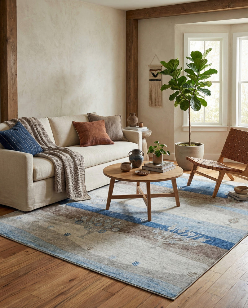 Zagros Shades Collection Area Rug -  Behbahan Square Blue Gray  lifestyle 67