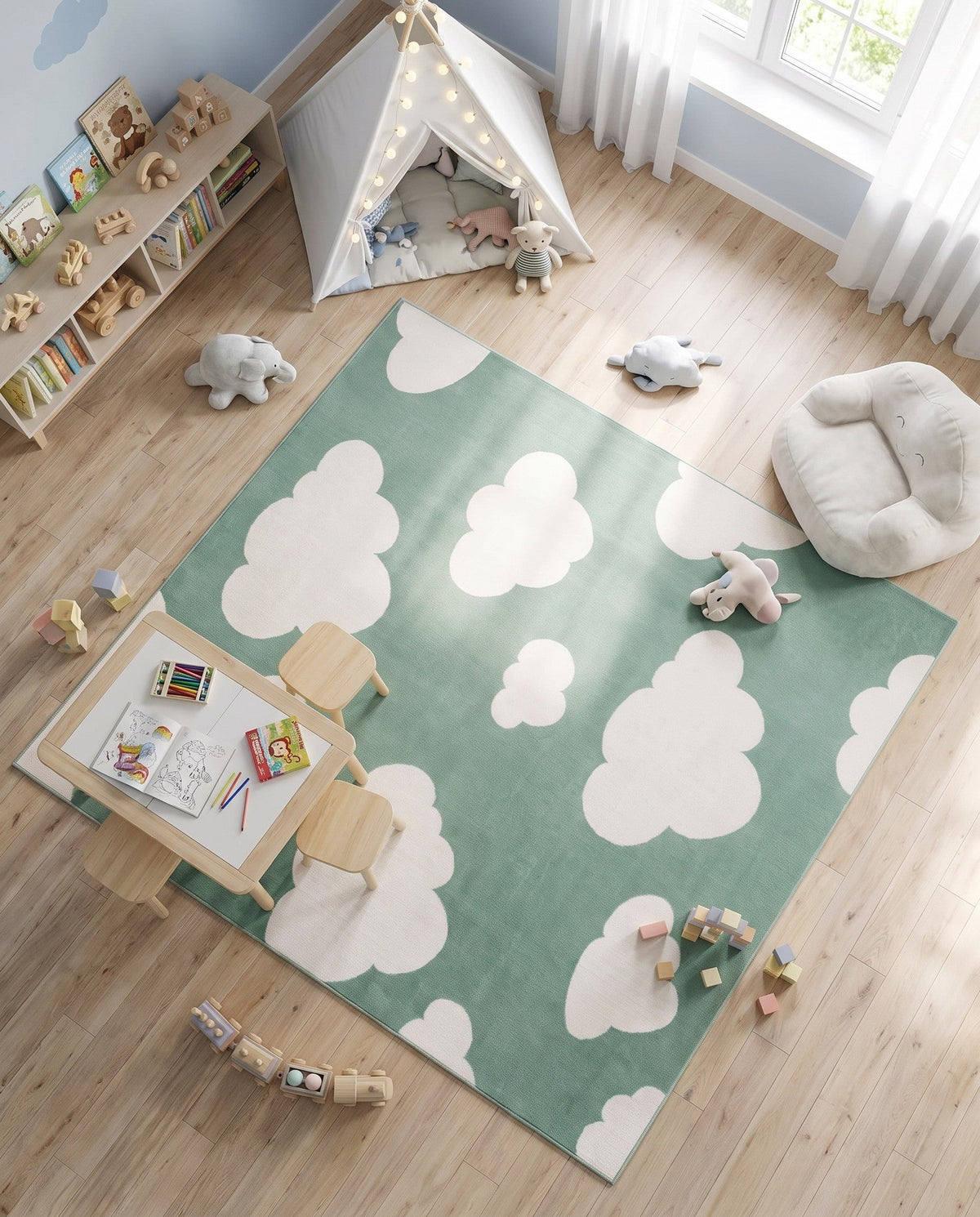 Wonder Tykes Collection Area Rug -  Dreamview Square Soft Green  lifestyle 113