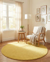Solid Shag Seaside Collection Area Rug - Azure Cove (Yellow) Round Yellow  lifestyle 25