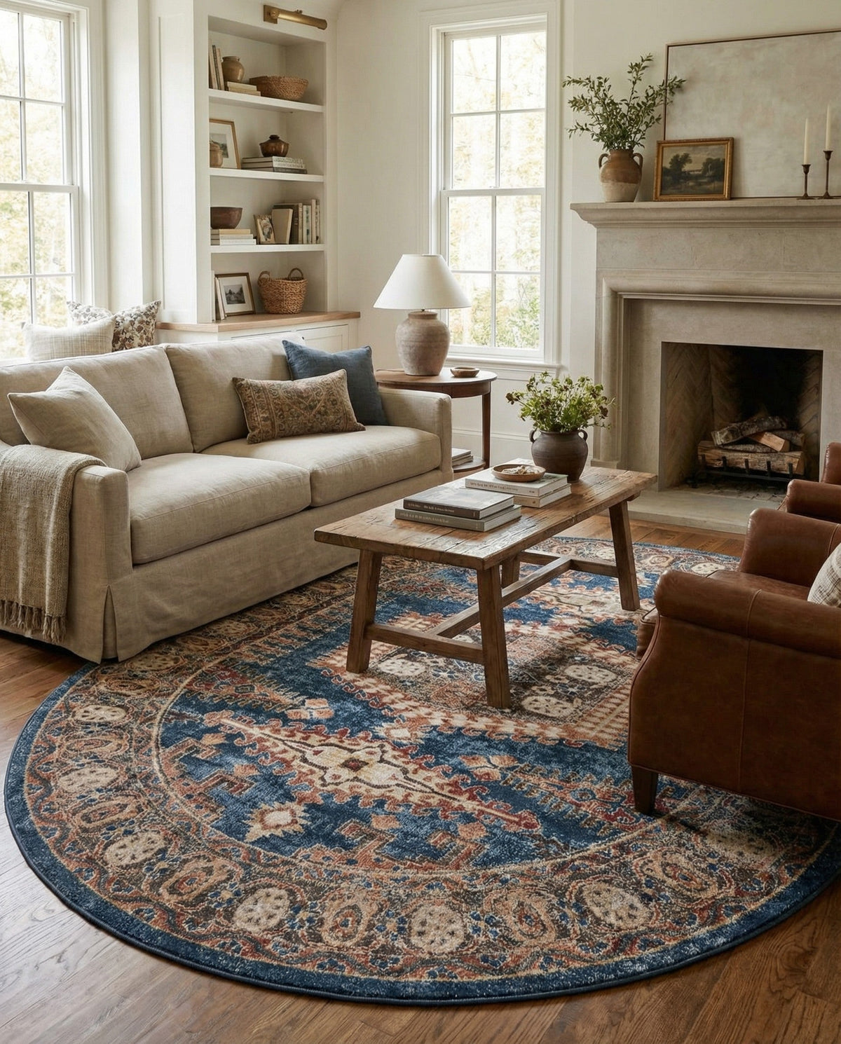 Eden Oasis Collection Area Rug -  Refuge (Blue) Oval Blue  lifestyle 54