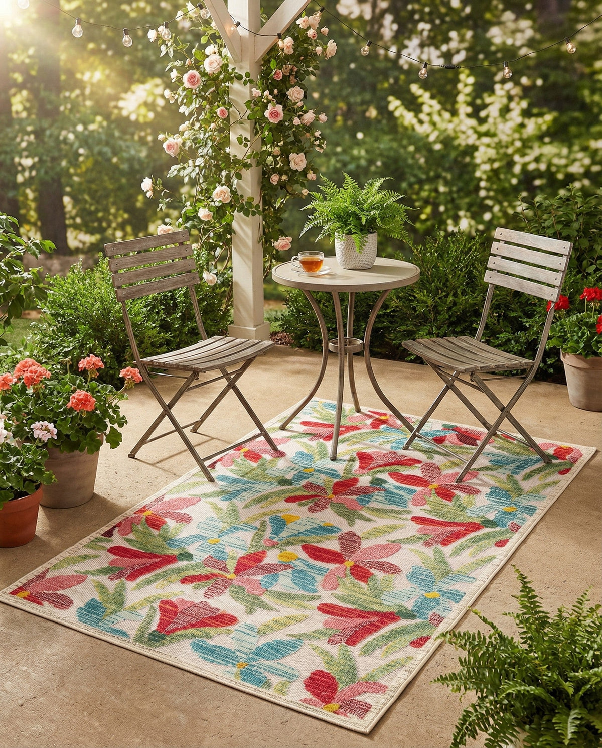 Outdoor Marrakesh Collection Area Rug -  Midelt Rectangle Multi  lifestyle 12