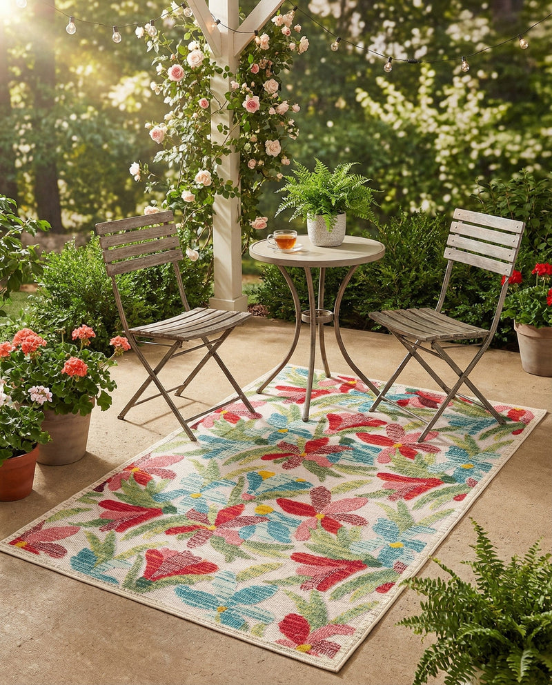 Outdoor Marrakesh Collection Area Rug -  Midelt Rectangle Multi  lifestyle 12