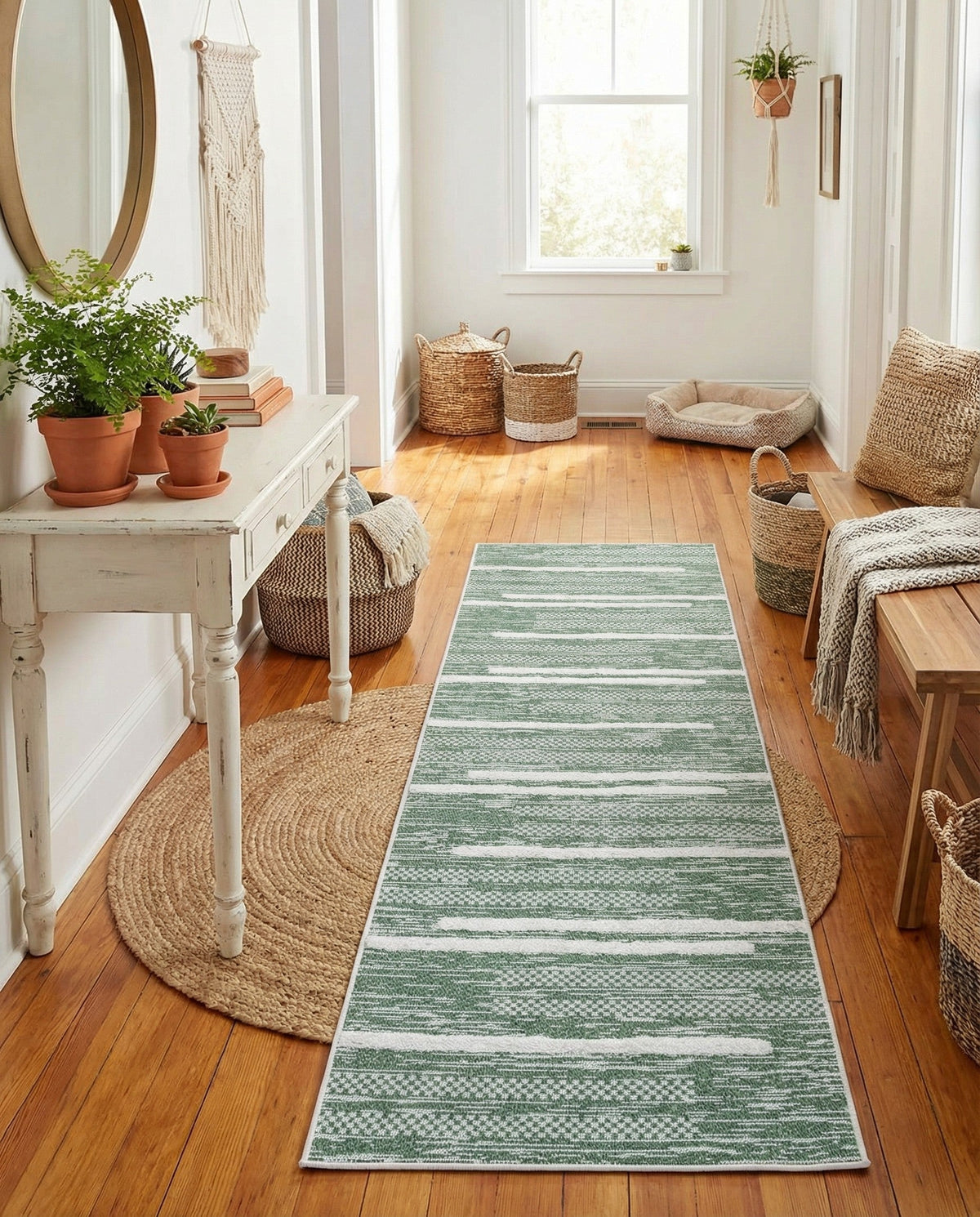 Cathedral Elegance Collection Area Rug - Chapel Runner Green  lifestyle 64