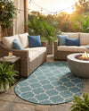 Savannah Pergola Collection Area Rug - Arbor (Teal) Oval Teal  lifestyle 76