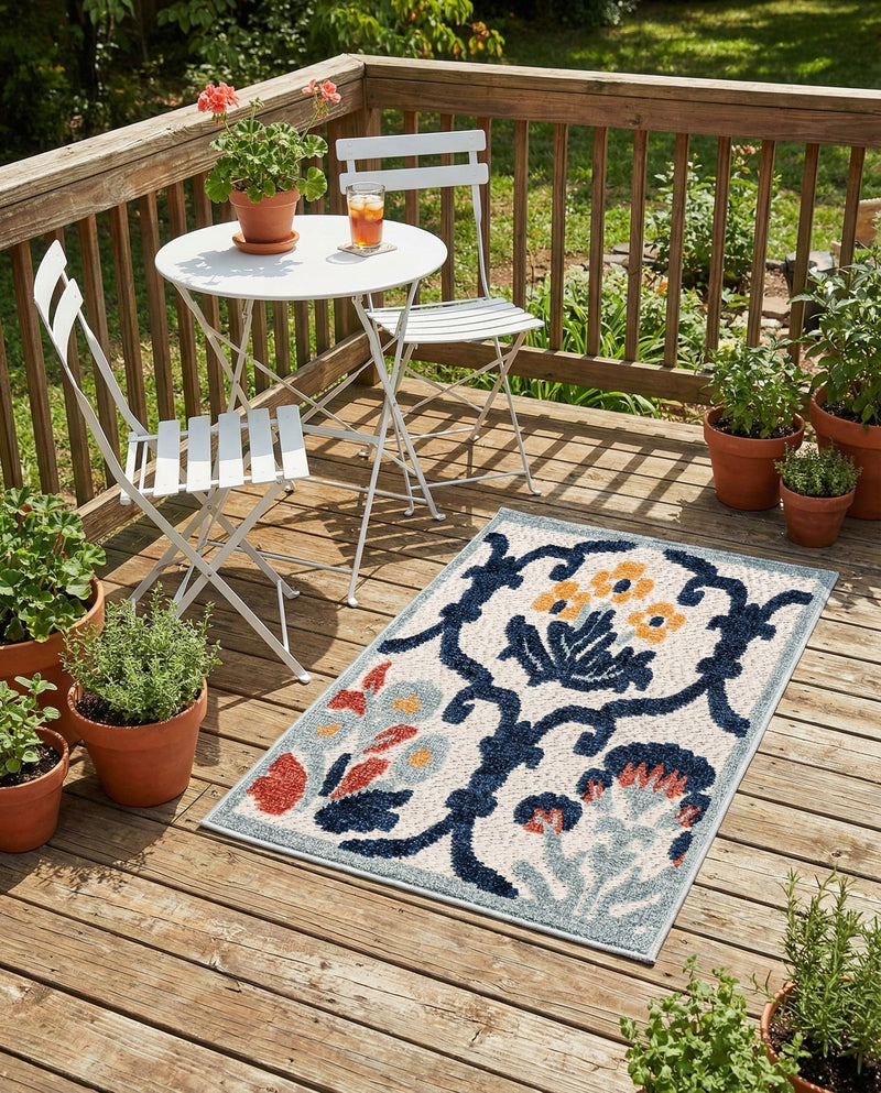 Caribbean Terrace Collection Area Rug -  Dominica Rectangle Ivory  lifestyle 13