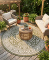 Tribal Terrace Treasures Collection Area Rug -  Incan Isle (Green) Round Green  lifestyle 30