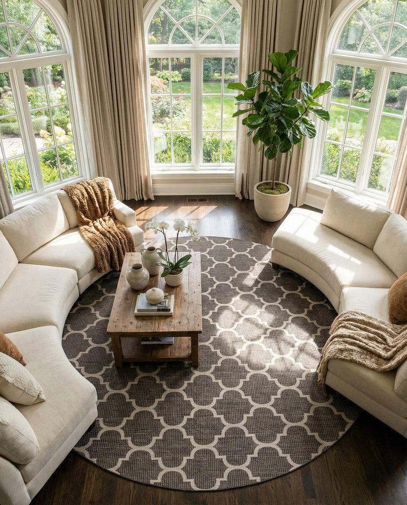 Savannah Pergola Collection Area Rug - Arbor (Black) Round Black  lifestyle 67