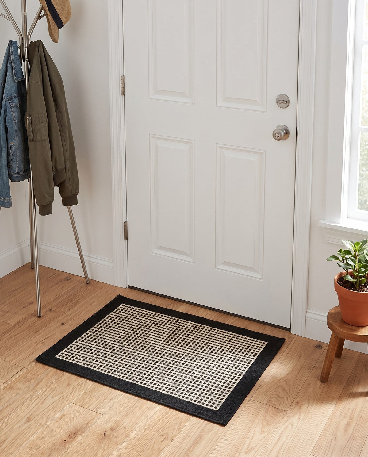 Terrace Fringe Collection Area Rug - Oceanside Rectangle Black  lifestyle 76