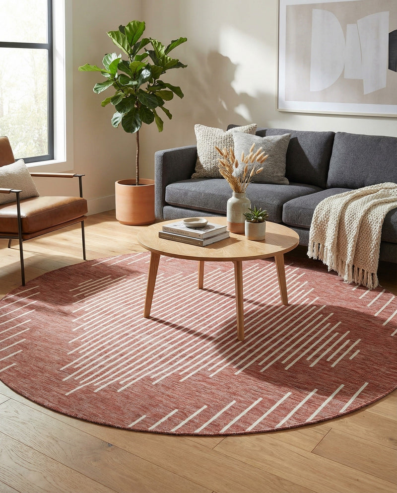 Urban Terrace Collection Area Rug -  Chelsea (Rust Red) Round Rust Red  lifestyle 68