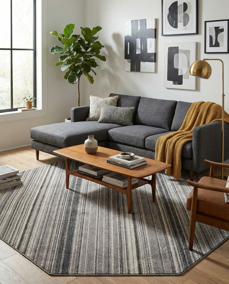 Jewel Oasis Collection Area Rug - Sapphire (Gray) Octagon Gray  lifestyle 70