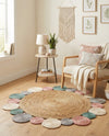 Woven Seaside Jute Collection Area Rug - Sienna Round Multi  lifestyle 62