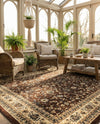 Isfahan Elegance Collection Area Rug - Naghsh-e Jahan (Brown) Rectangle Brown  lifestyle 14
