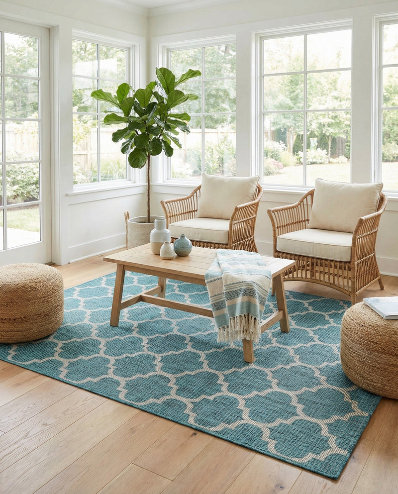Savannah Pergola Collection Area Rug - Arbor (Teal) Rectangle Teal  lifestyle 29