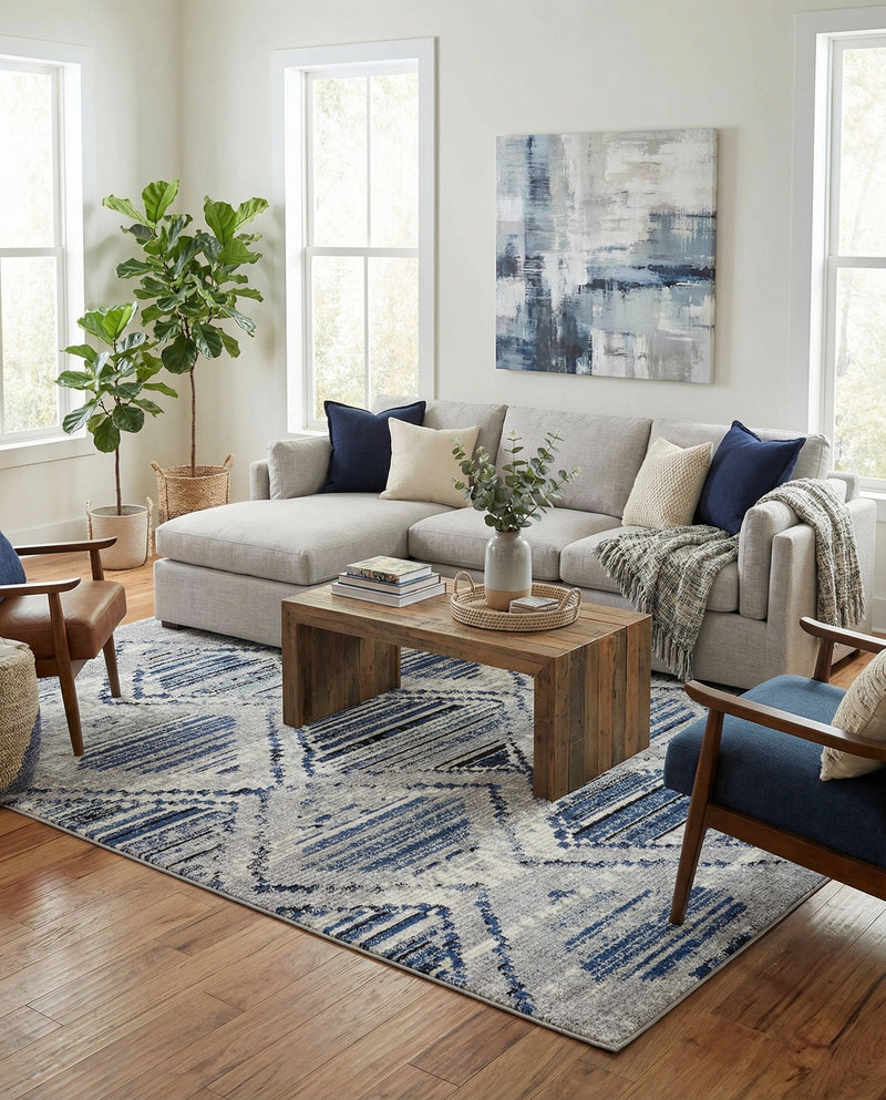 Marrakech Mosaic Collection Area Rug -  Atlas Rectangle Blue Gray  lifestyle 13