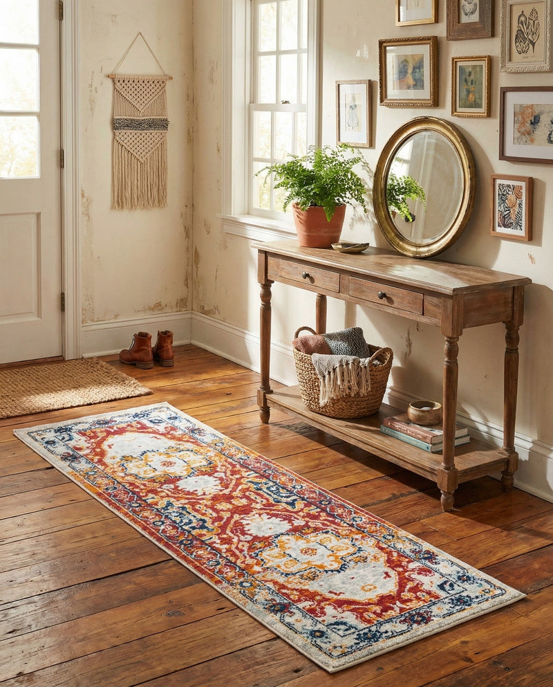 Parisian Elegance Collection Area Rug - Versailles (Rust Red) Runner Rust Red  lifestyle 67