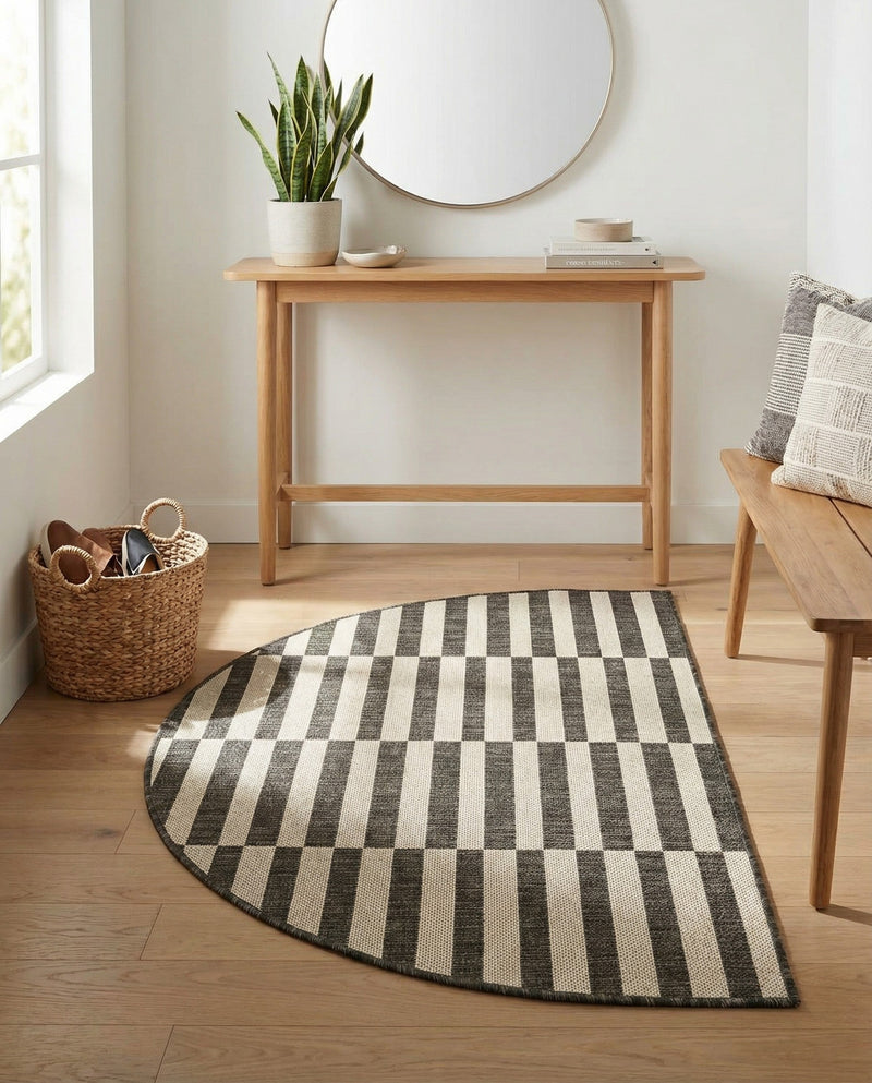 Seaside Stripes Collection Area Rug - Cabana (Charcoal) Hearth Charcoal  lifestyle 65
