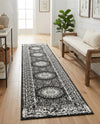 Patio Heritage Collection Area Rug -  Lafayette (Black and White) Runner Black and White  lifestyle 62