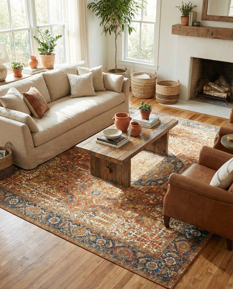 Patio Heritage Collection Area Rug -  Haven Rectangle Rust Red  lifestyle 15