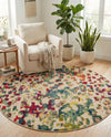Outdoor Marrakesh Collection Area Rug -  Oujda Round Multi  lifestyle 62
