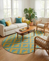 Urban Oasis Rugs Collection Area Rug -  Highrise (Yellow and Aqua) Oval Yellow and Aqua  lifestyle 36